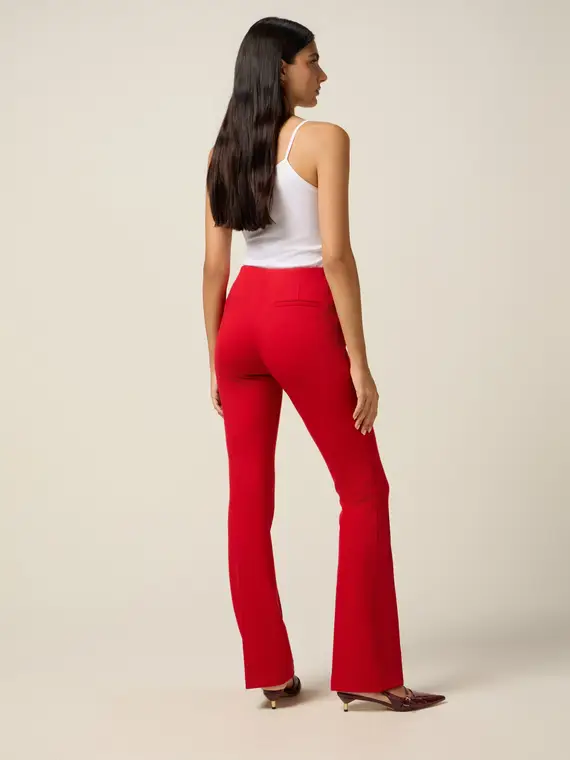 Pantaloni flare in punto milano Donna, Rosso miniatura 2