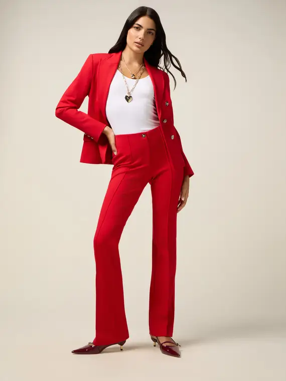 Pantaloni flare in punto milano Donna, Rosso