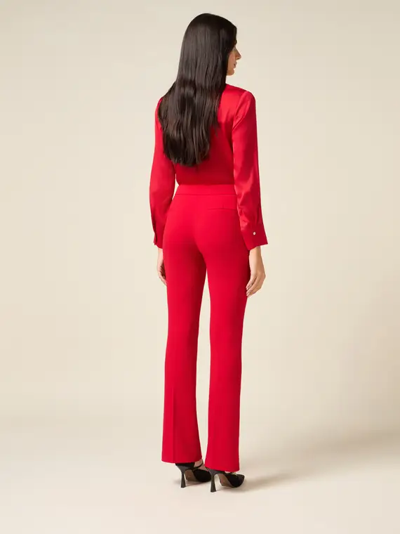 Pantaloni flare in tessuto crêpe Donna miniatura 2