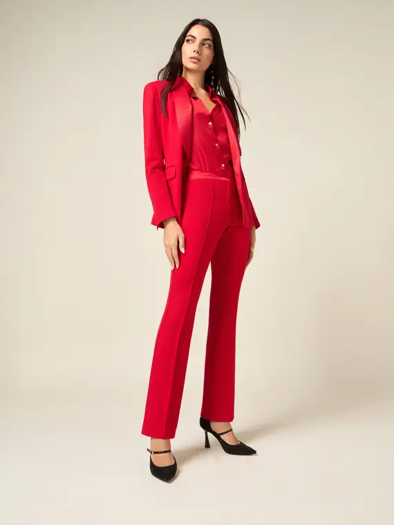 Pantaloni flare in tessuto crêpe Donna