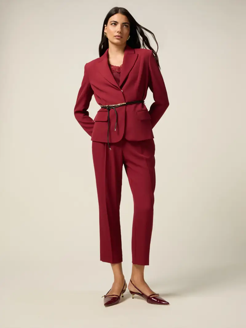 Oltre - Pantaloni in cady Donna, Bordeaux Taglia: 40