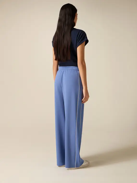 Pantaloni in jersey con profilo Donna, Blu miniatura 2