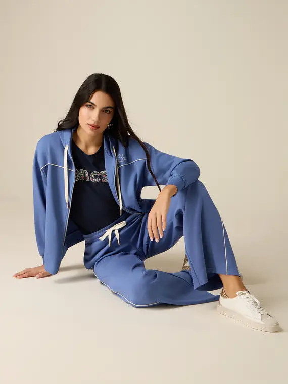 Pantaloni in jersey con profilo Donna, Blu