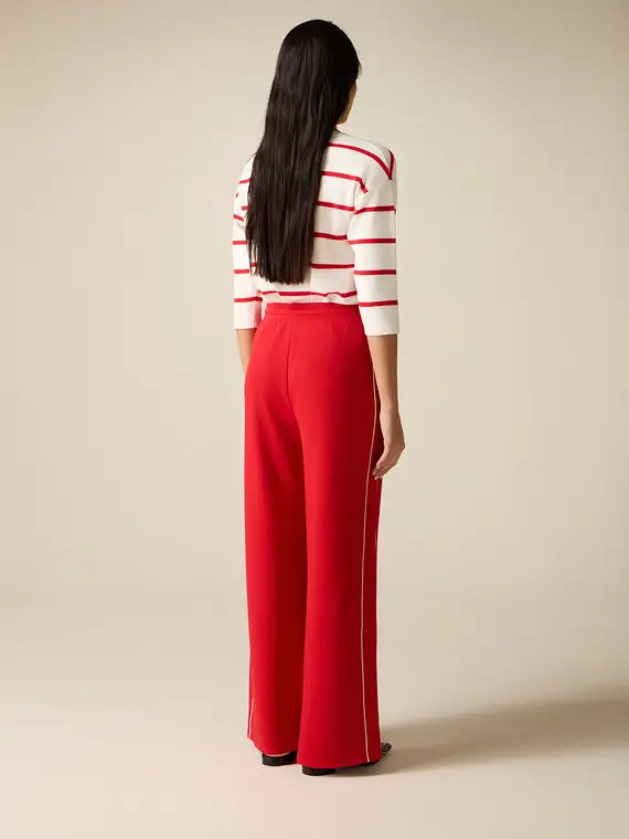Pantaloni in jersey con profilo Donna, Rosso miniatura 2