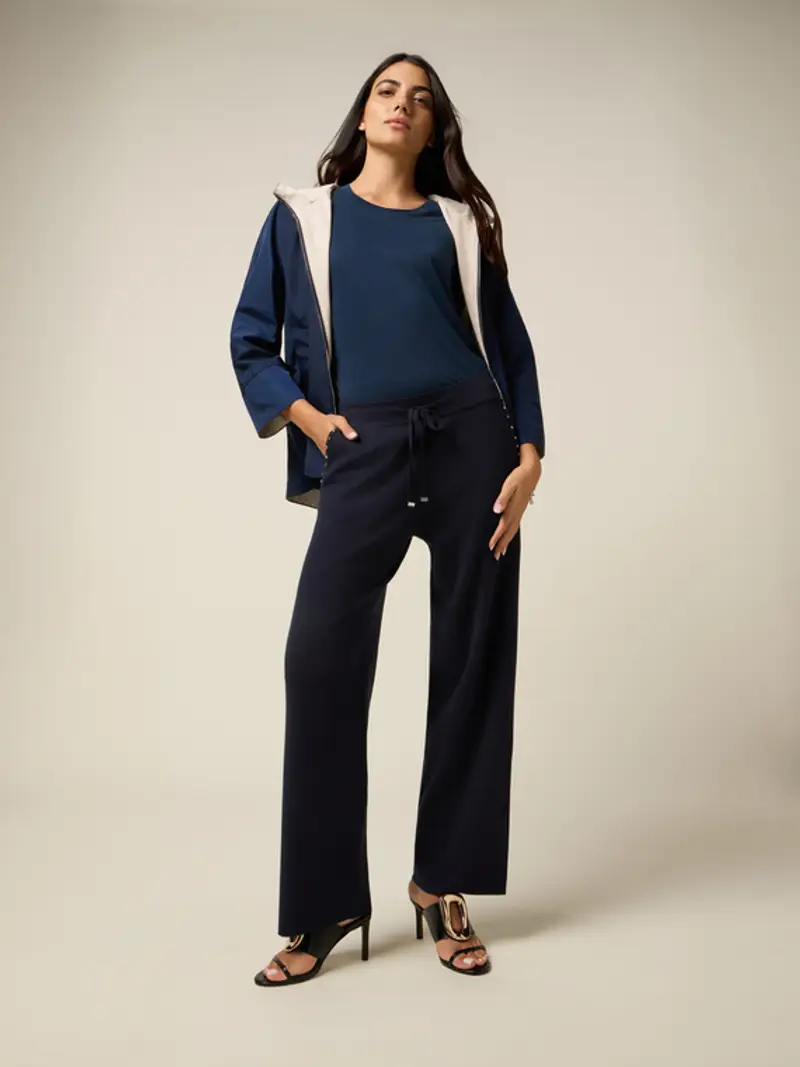 Pantaloni in maglia con castoni Donna, Blu