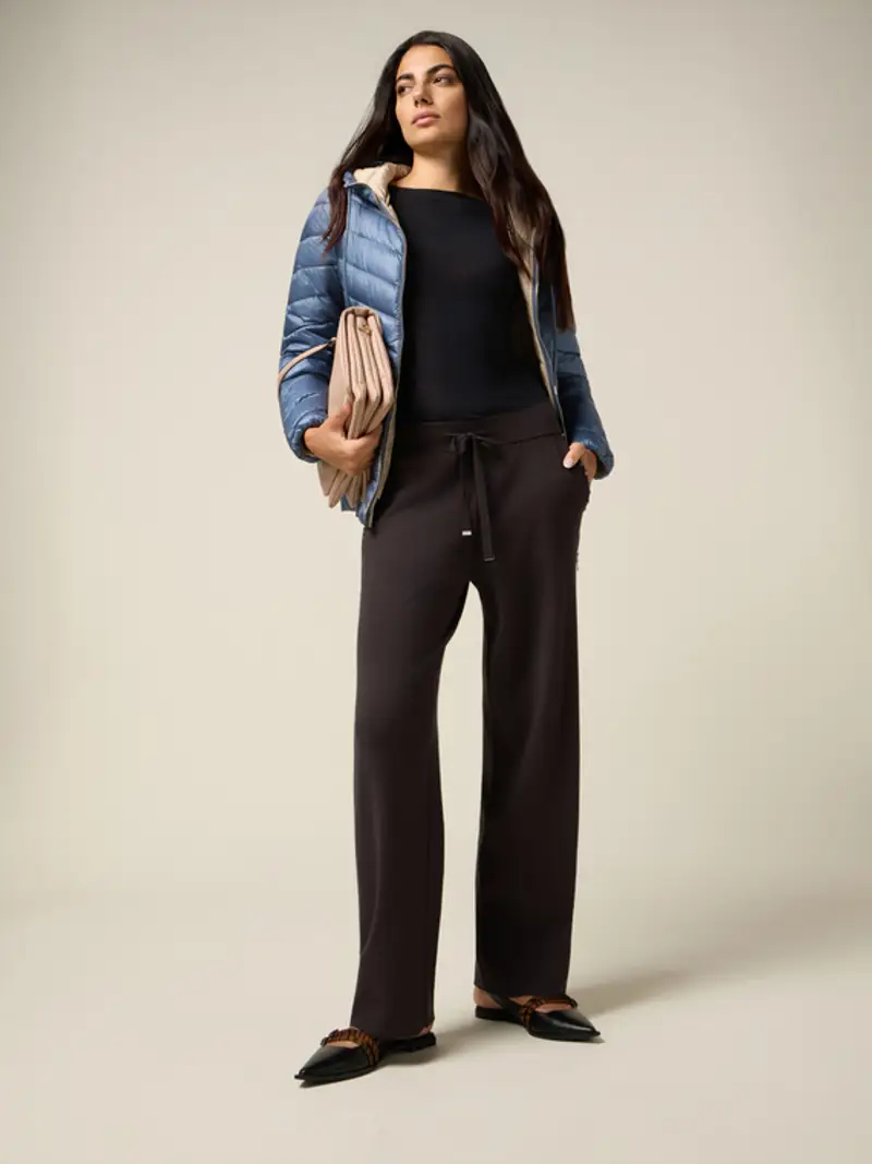 Pantaloni in maglia con castoni Donna, Grigio