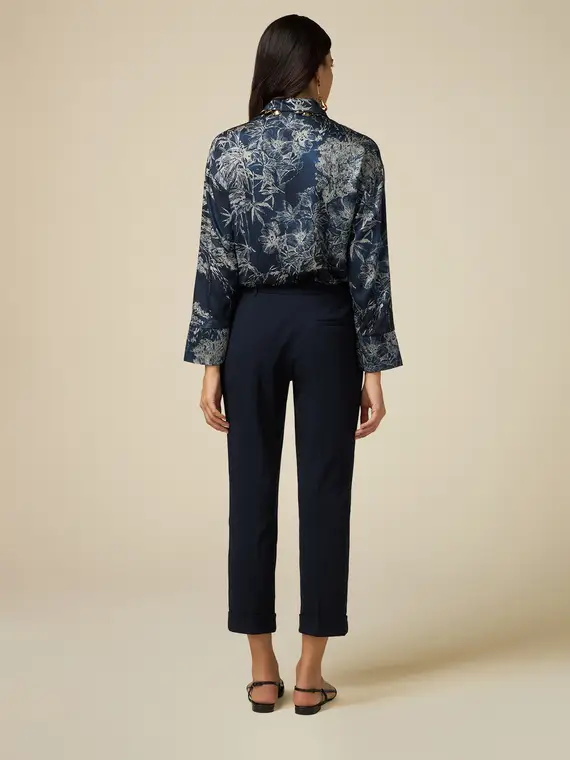 Pantaloni in tessuto scuba crêpe Donna, Blu miniatura 2