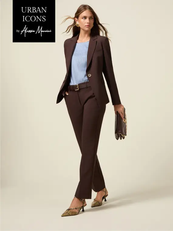 Pantaloni in tessuto tecnico Donna, Marrone