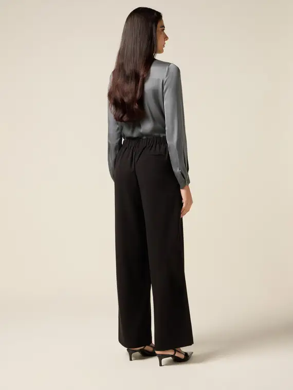 Pantaloni joggers a palazzo Donna, Nero miniatura 2