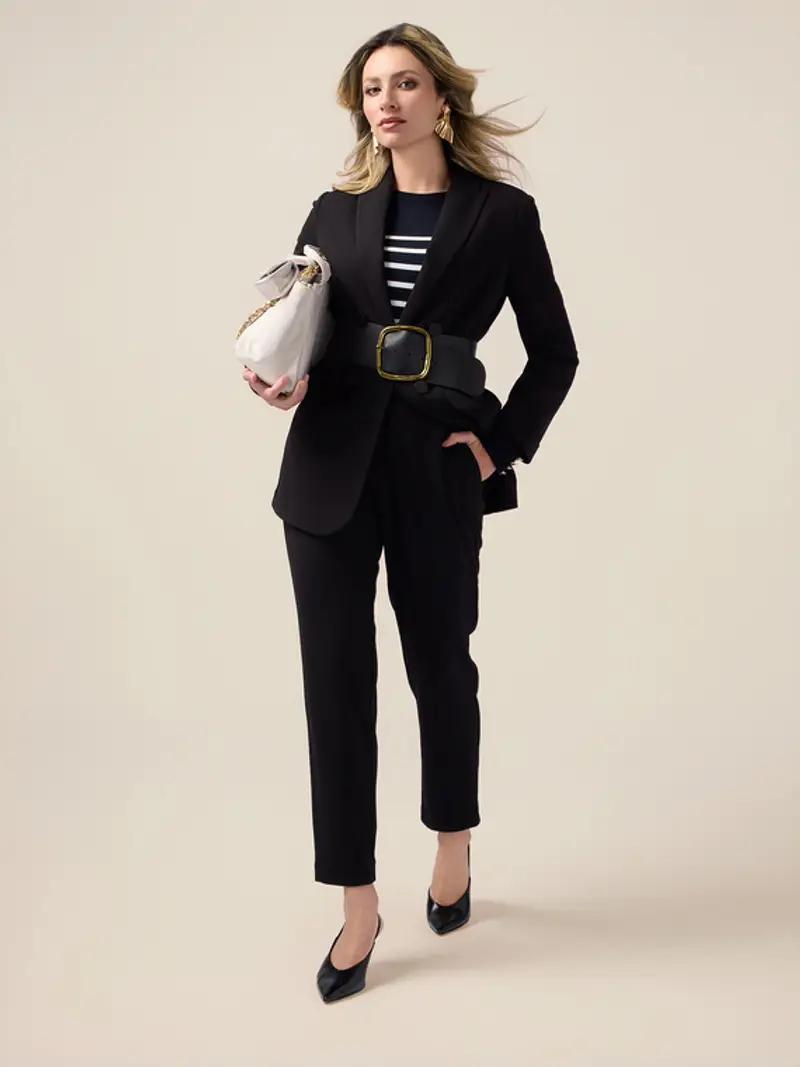 Oltre - Pantaloni joggers in tessuto scuba crêpe Donna, Nero Taglia: S