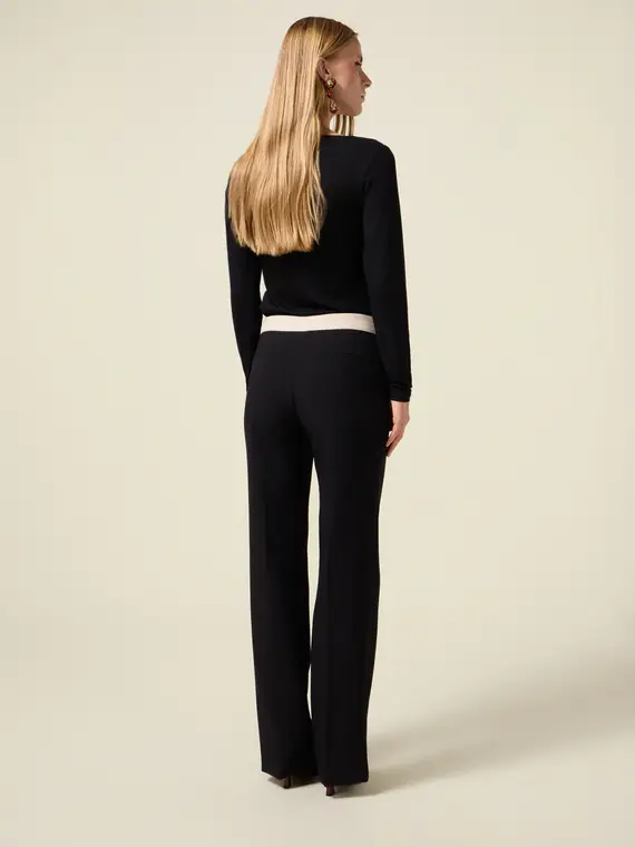 Pantaloni palazzo con dettaglio a contrasto Donna miniatura 2