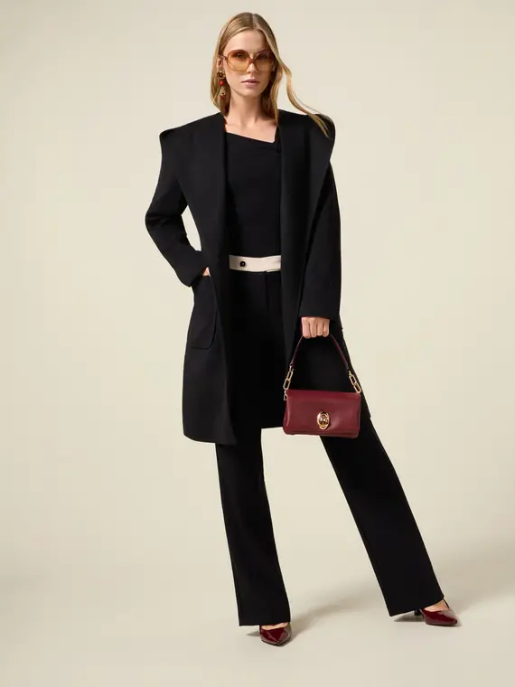 Pantaloni palazzo con dettaglio a contrasto Donna