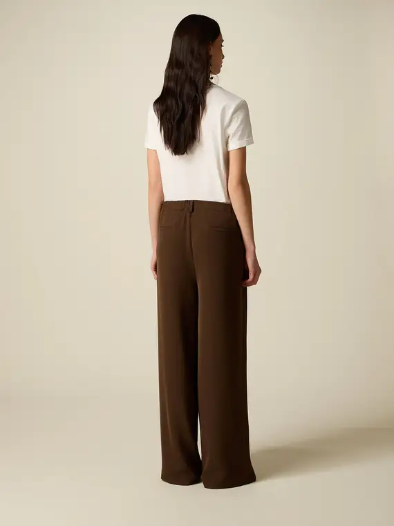 Pantaloni palazzo con pinces Donna, Marrone miniatura 2