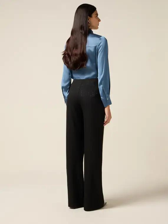 Pantaloni palazzo con ricamo in paillettes Donna miniatura 2