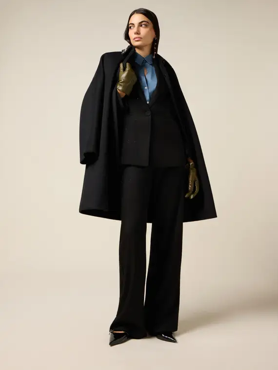 Pantaloni palazzo con ricamo in paillettes Donna