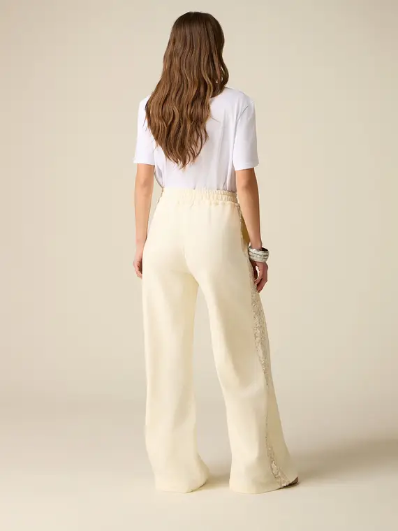 Pantaloni palazzo in felpa con paillettes Donna, Bianco miniatura 2