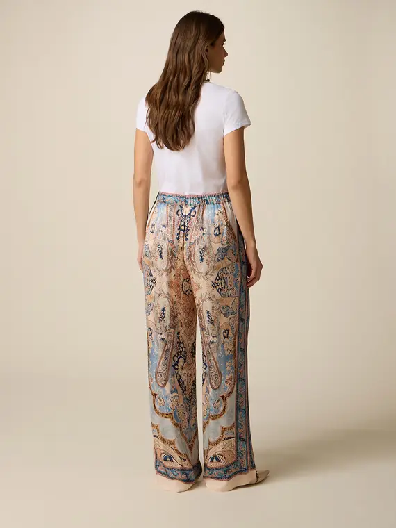 Pantaloni palazzo in raso fantasia Donna miniatura 2