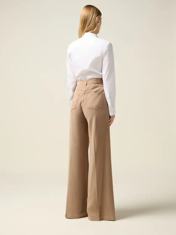Pantaloni palazzo in tencel Donna, Beige miniatura 2