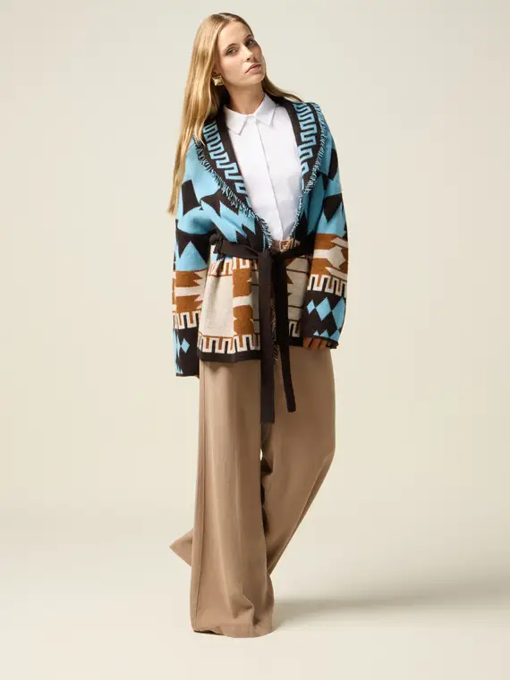 Pantaloni palazzo in tencel Donna, Beige