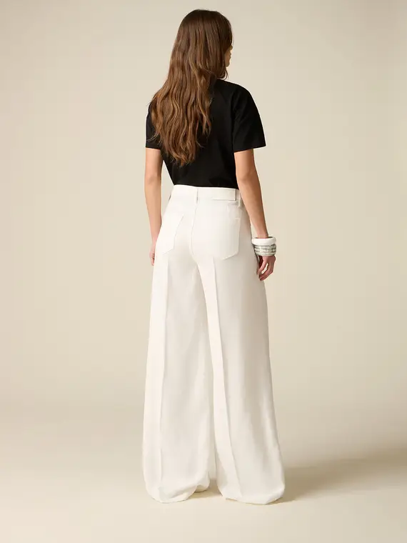 Pantaloni palazzo in tencel Donna, Bianco miniatura 2
