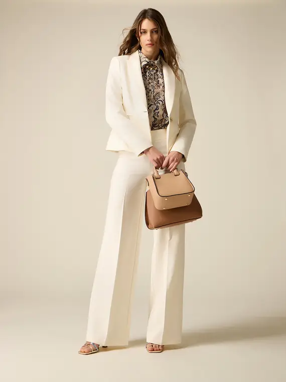 Pantaloni palazzo in tessuto tecnico Donna, Bianco