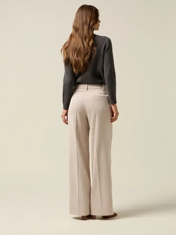 Pantaloni palazzo in velluto a coste Donna, Beige miniatura 2