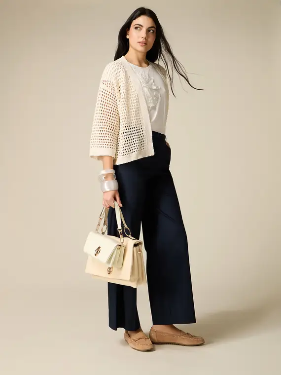 Pantaloni palazzo misto cotone Donna, Blu