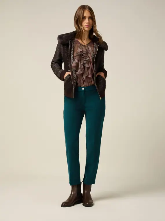 Pantaloni regular in fustagno Donna, Ottanio