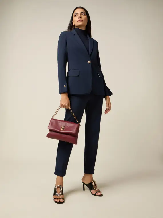 Pantaloni regular in punto milano Donna, Blu