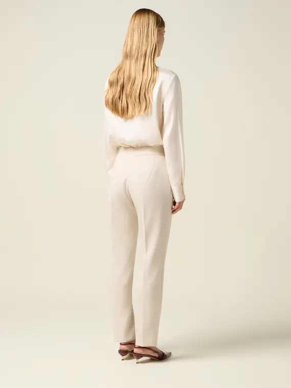 Pantaloni regular in tessuto crêpe Donna, Bianco miniatura 2