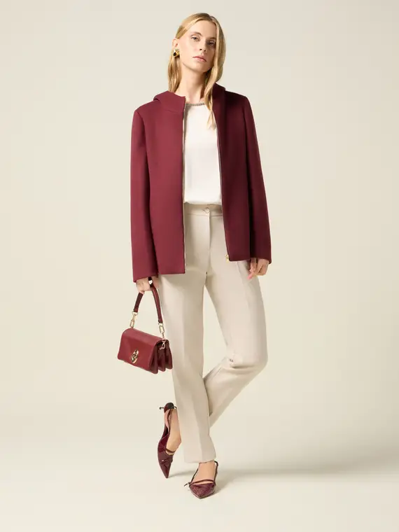 Pantaloni regular in tessuto crêpe Donna, Bianco