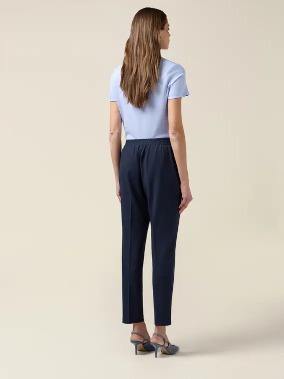 Pantaloni regular in tessuto crêpe Donna, Blu miniatura 2