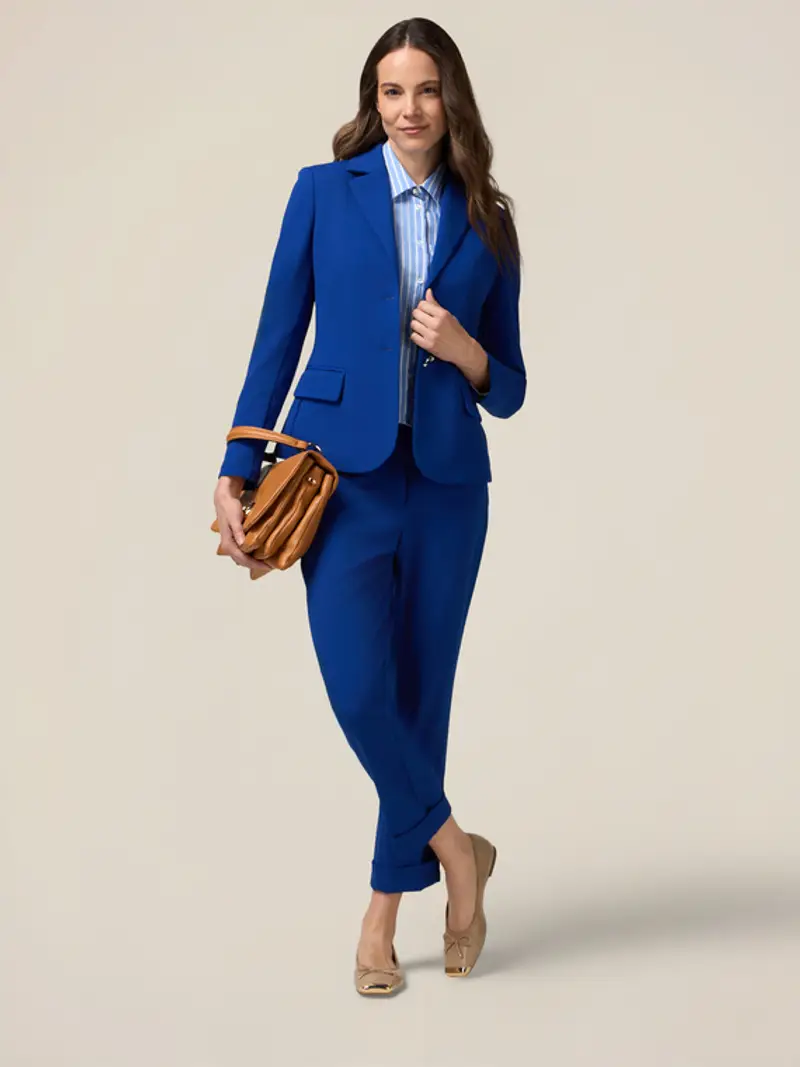 Oltre - Pantaloni regular in tessuto scuba crêpe Donna, Bluette Taglia: 40