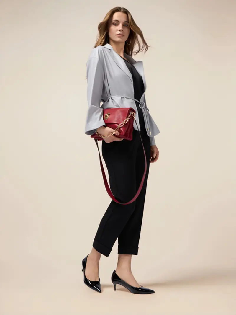 Oltre - Pantaloni regular in tessuto scuba crêpe Donna, Nero Taglia: 42