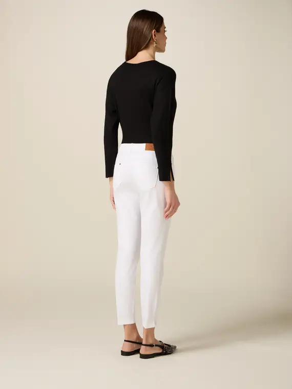 Pantaloni skinny con catena metallica Donna, Bianco miniatura 2