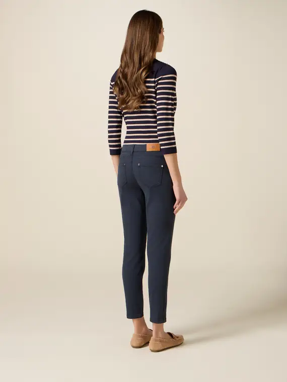 Pantaloni skinny con catena metallica Donna, Blu miniatura 2