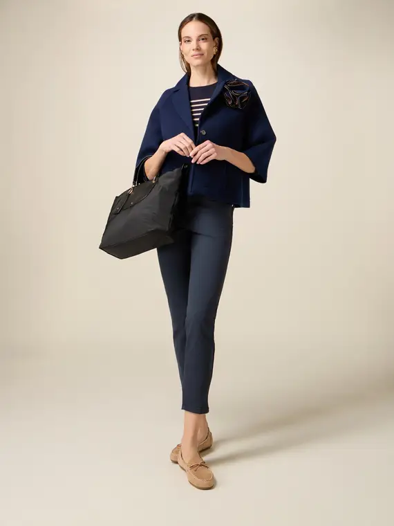 Pantaloni skinny con catena metallica Donna, Blu