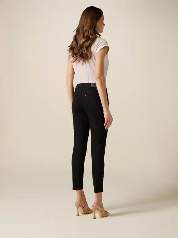 Pantaloni skinny con catena metallica Donna, Nero miniatura 2