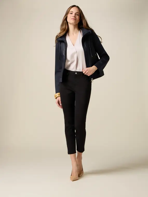 Pantaloni skinny con catena metallica Donna, Nero