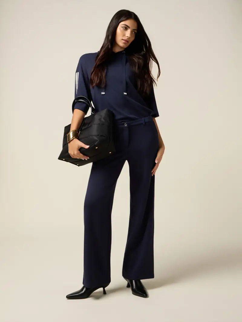 Pantaloni soft touch con tape latera Donna, Blu