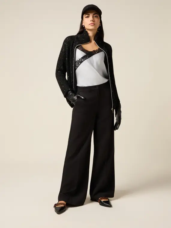 Pantaloni wide leg Donna, Nero