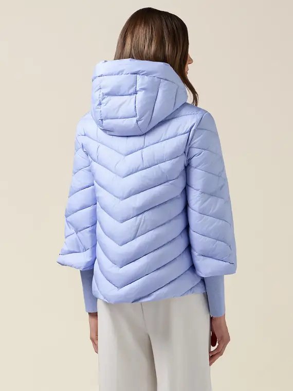 Piumino con cappuccio e polsini Donna, Azzurro + miniatura 2