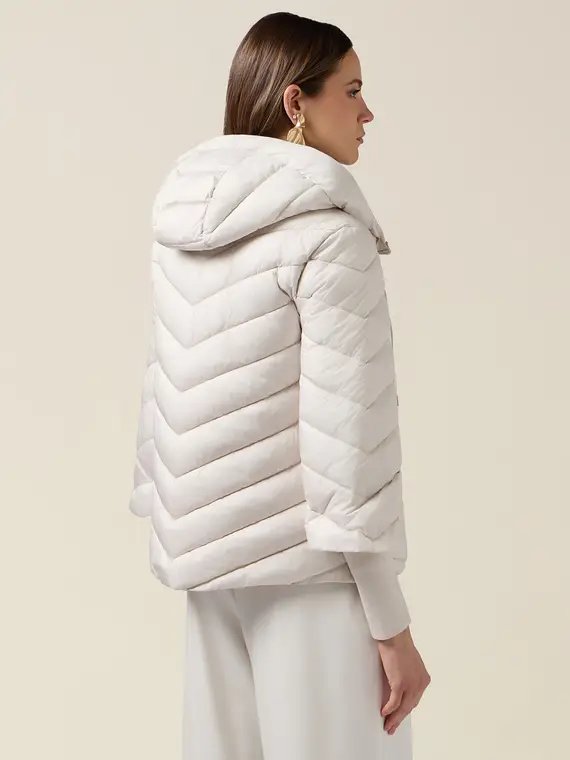 Piumino con cappuccio e polsini Donna, Bianco + miniatura 2