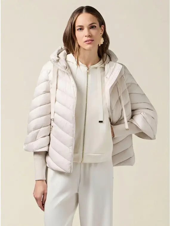 Piumino con cappuccio e polsini Donna, Bianco +