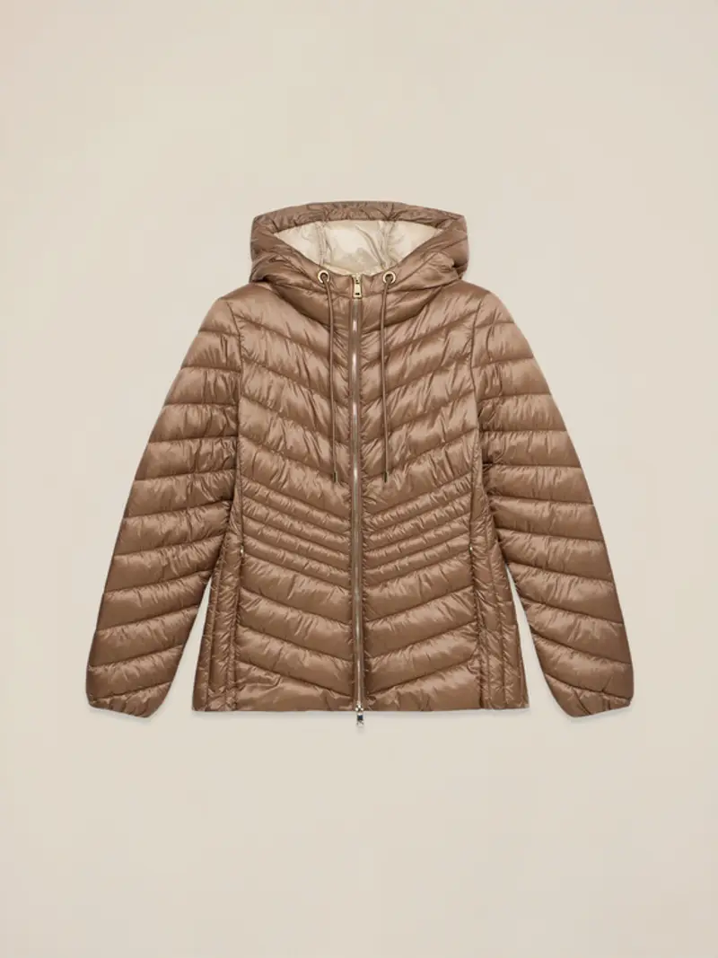 Piumino lightweight con cappuccio Donna, Beige