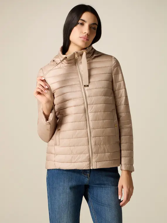 Piumino lightweight con cappuccio Donna, Beige