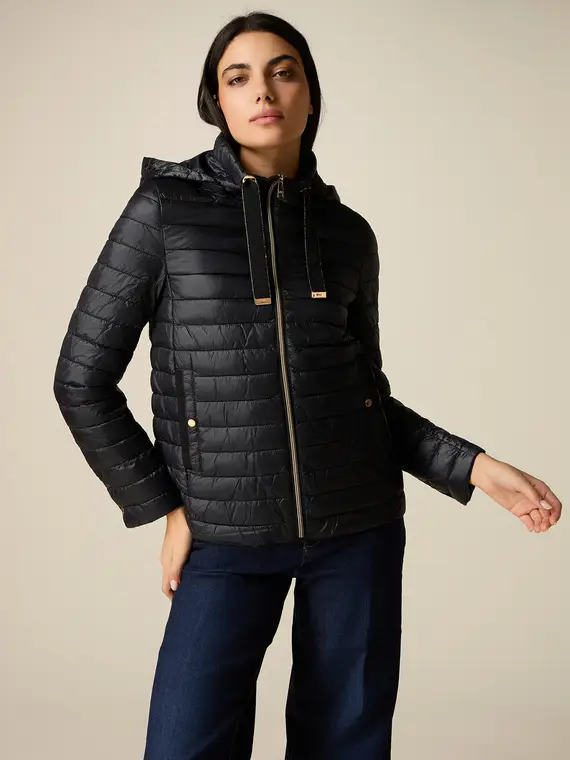 Piumino lightweight con cappuccio Donna, Nero