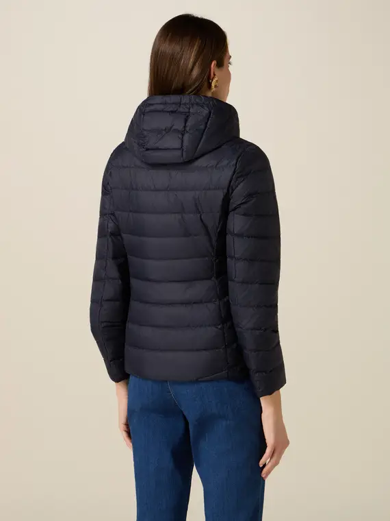 Piumino lightweight in vera piuma Donna, Blu miniatura 2