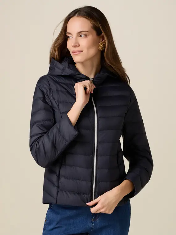 Piumino lightweight in vera piuma Donna, Blu