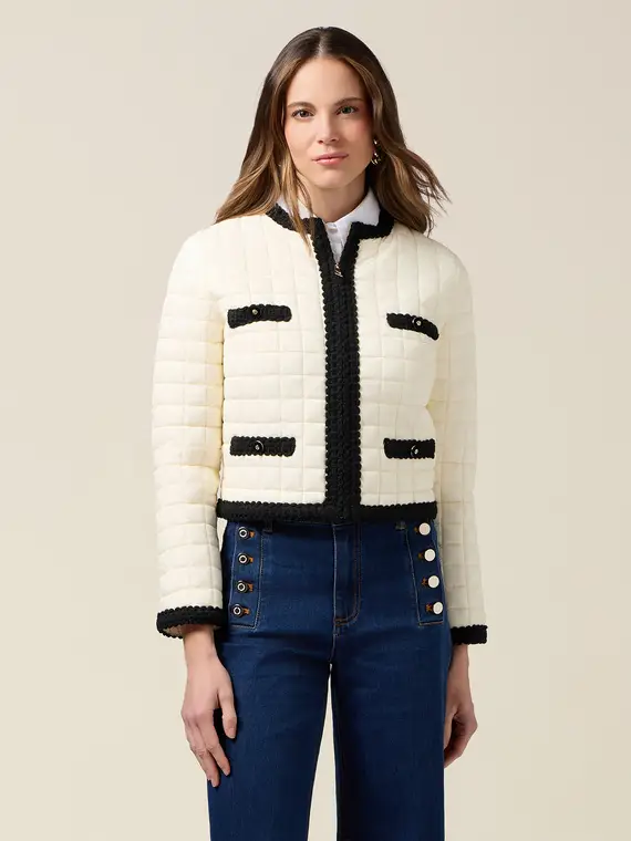 Piumino lightweight trapuntato bicolor Donna, Bianco